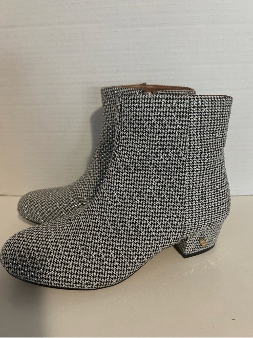 Kurt Geiger  rhinestone Houndstooth Ankle Boots - Black & White
